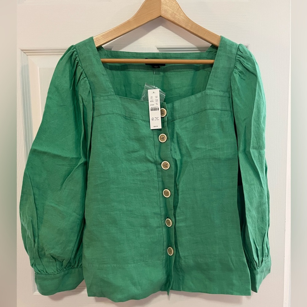 J. Crew Squareneck button-front linen top